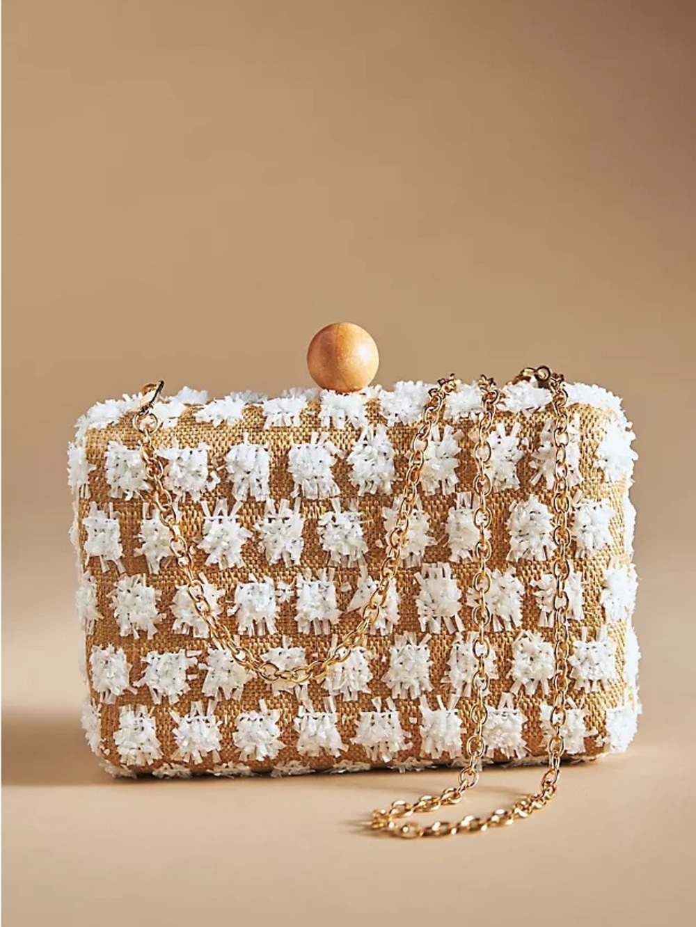 NWT Anthropologie Floral Raffia Clutch
